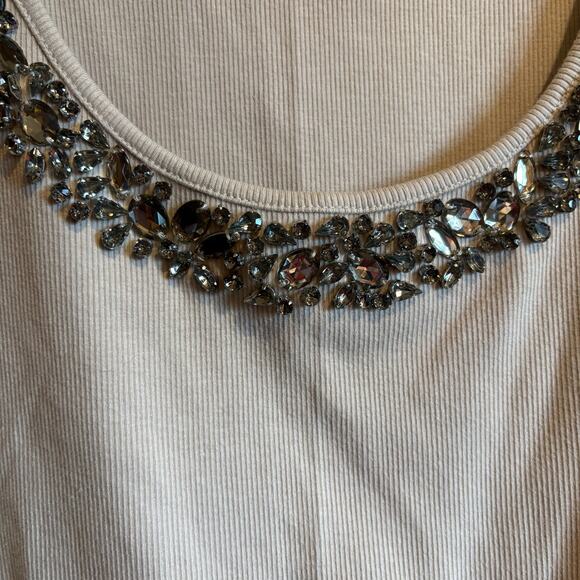 Chicos - Women’s Ribbed Smoke Jewels Collar Tank Top White NWT - Picture 2 of 6